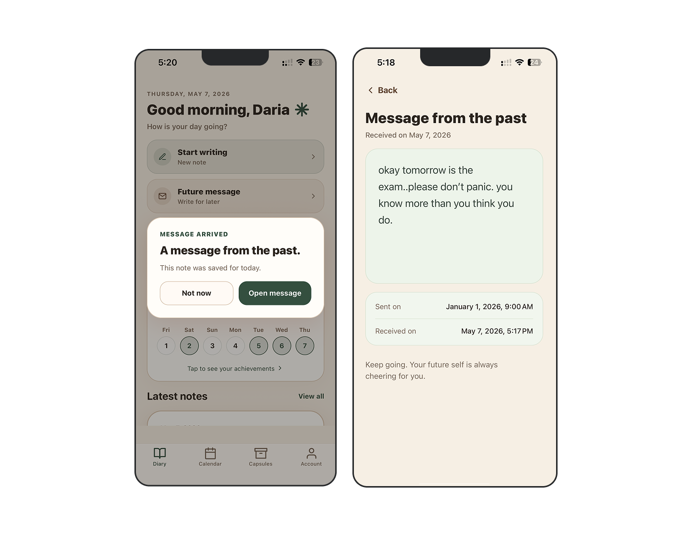 Recall scheduled message arrived screen