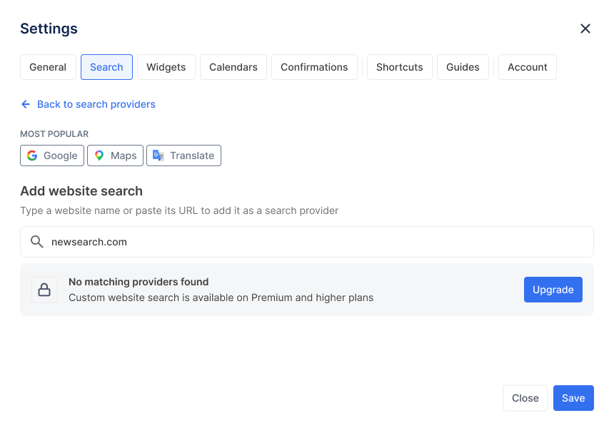 Search settings